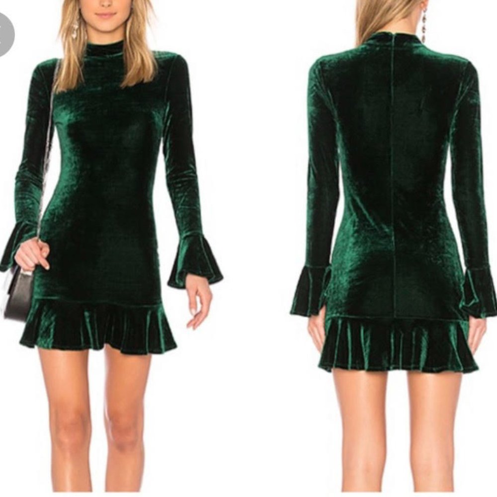 Revolve Deep Green Velvet Dress